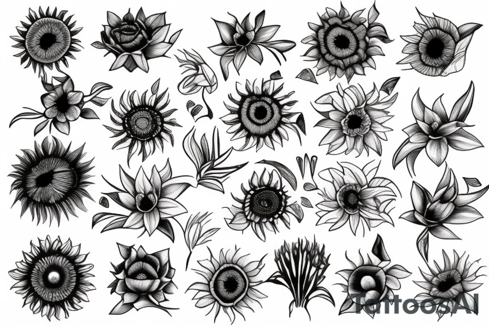 Sun flower, oleander tattoo idea