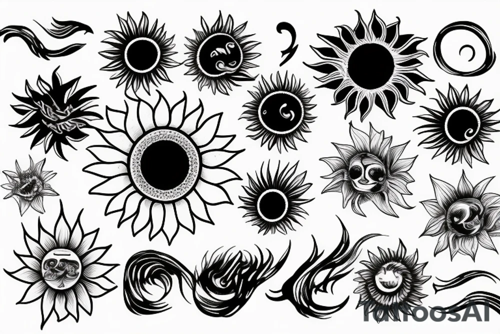Sun flower, wave tattoo idea