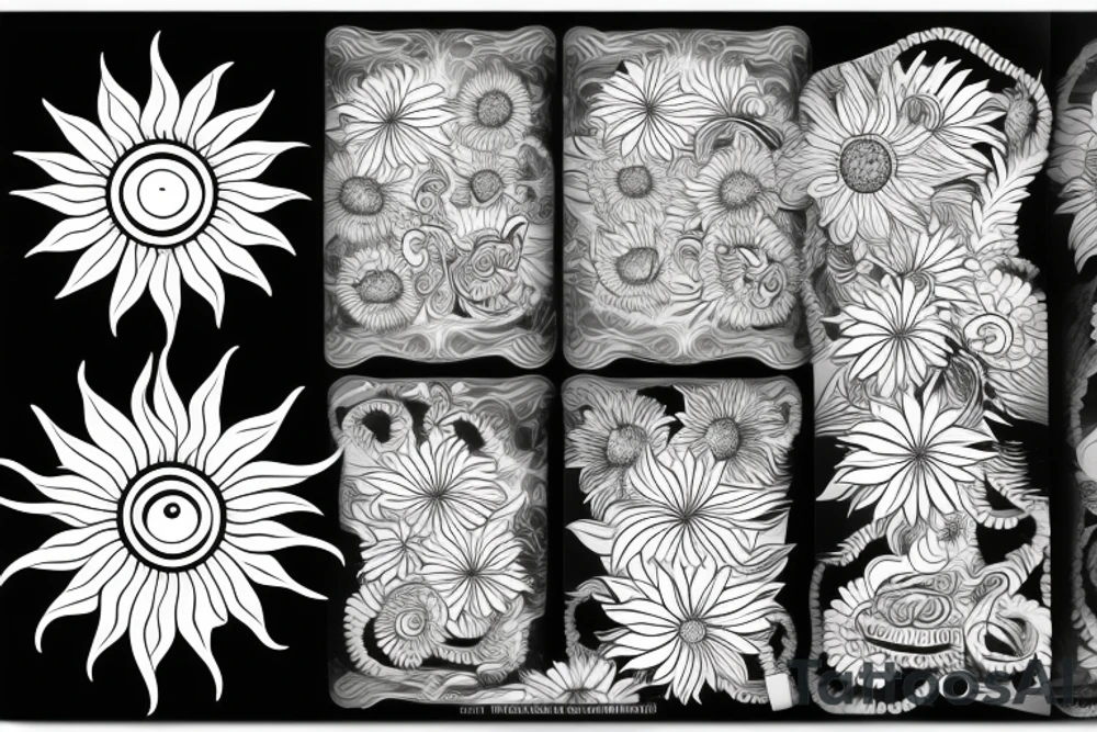 Sun flower, wave tattoo idea