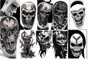 dark demonic scary figures tattoo idea