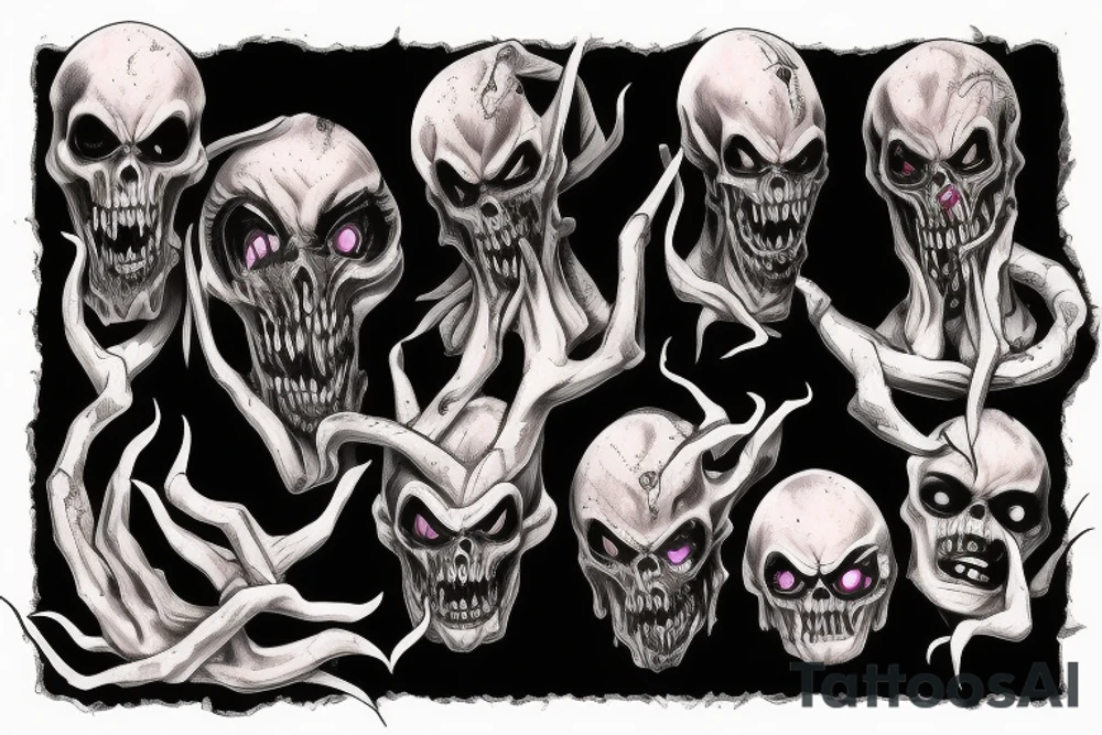 dark demonic scary figures tattoo idea