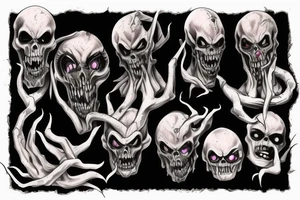 dark demonic scary figures tattoo idea