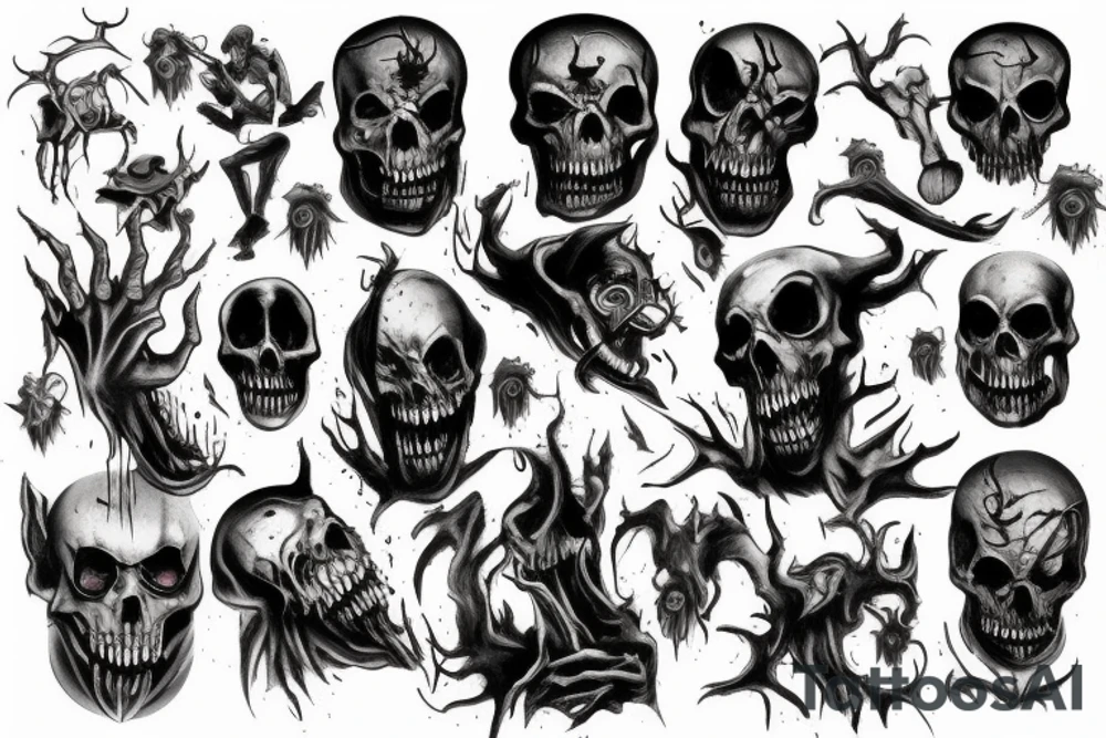 Very dark scary demons tattoo idea