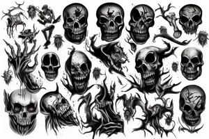 Very dark scary demons tattoo idea
