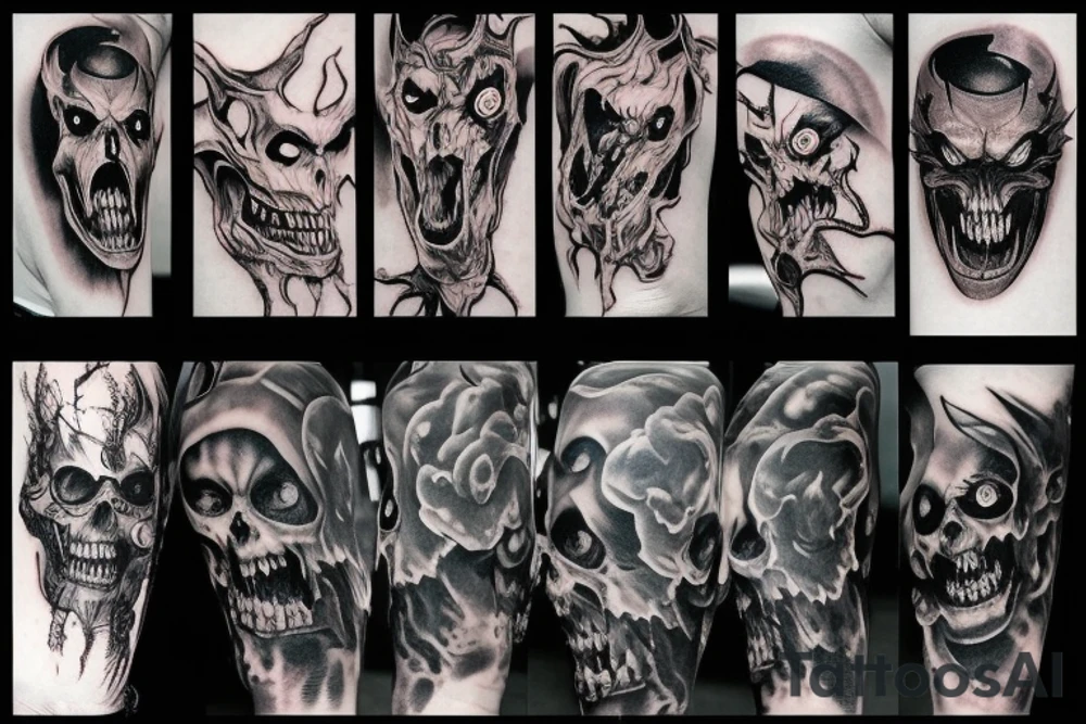 Very dark scary demons tattoo idea