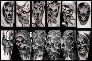 Very dark scary demons tattoo idea