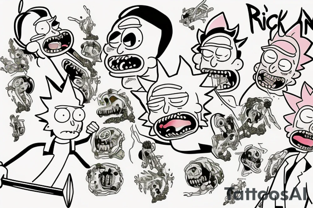 Rick and morty fight god tattoo idea
