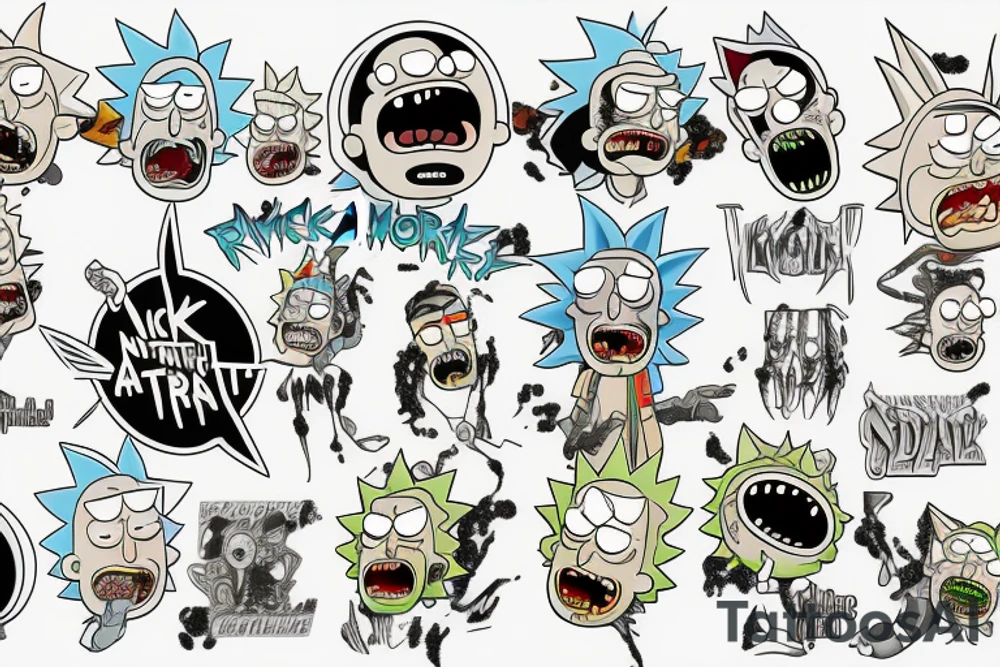 Rick and morty fight god tattoo idea