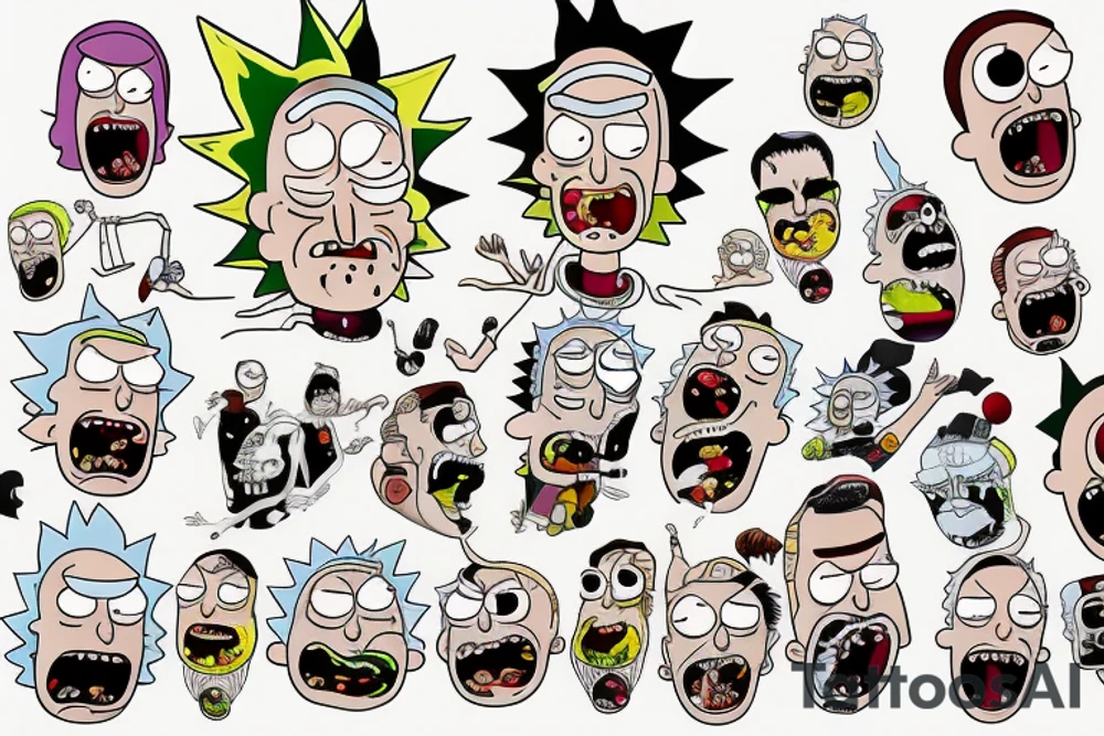Rick and morty fight god tattoo idea