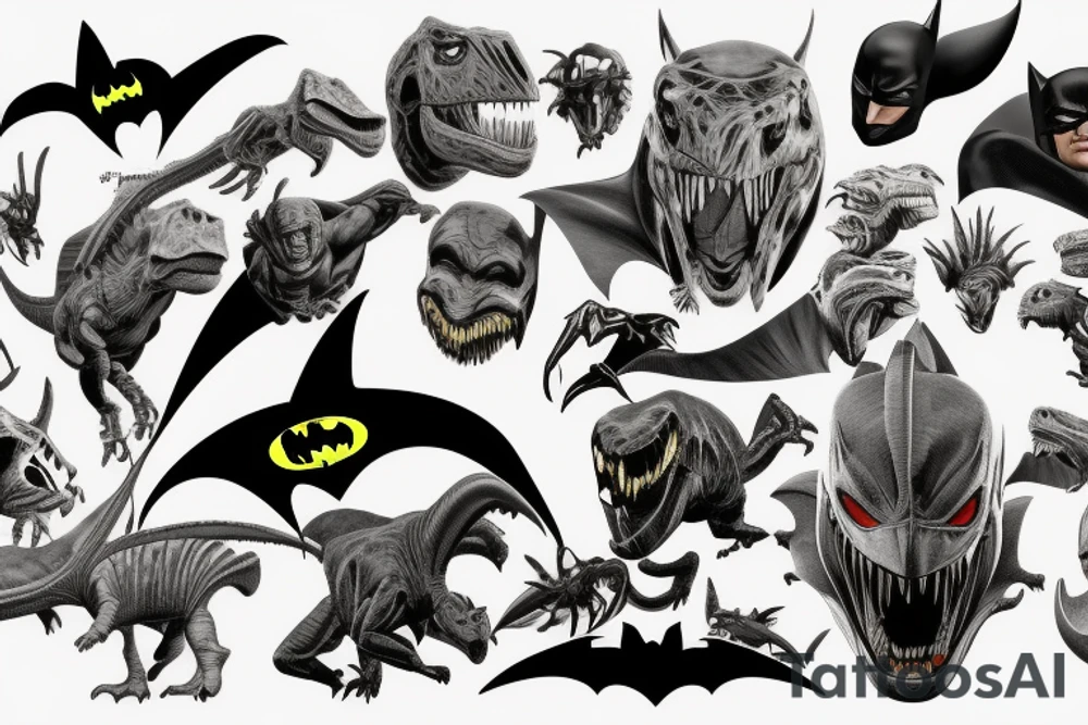 Batman & Jurassic Park tattoo idea