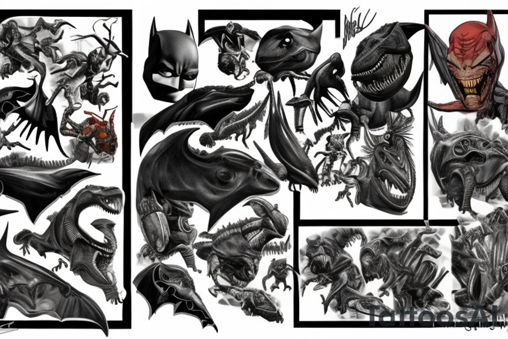 Batman & Jurassic Park tattoo idea