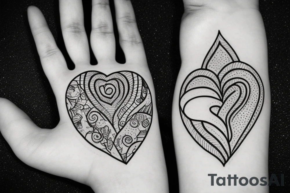 a hand in a heart with tattoo idea
