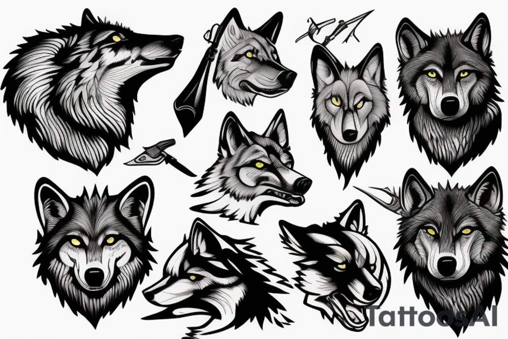 Wolf hunter tattoo idea