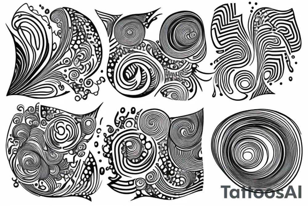 full side leg tattoo with swirling paint abstract tattoo idea