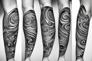 full side leg tattoo with swirling paint abstract tattoo idea