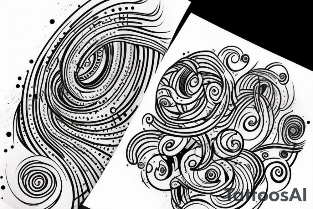 full side leg tattoo with swirling paint abstract tattoo idea