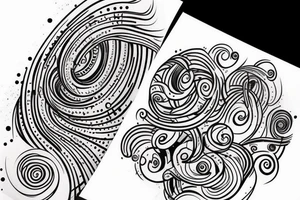 full side leg tattoo with swirling paint abstract tattoo idea