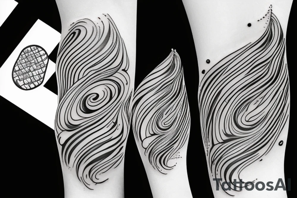 full side leg tattoo with swirling paint abstract tattoo idea
