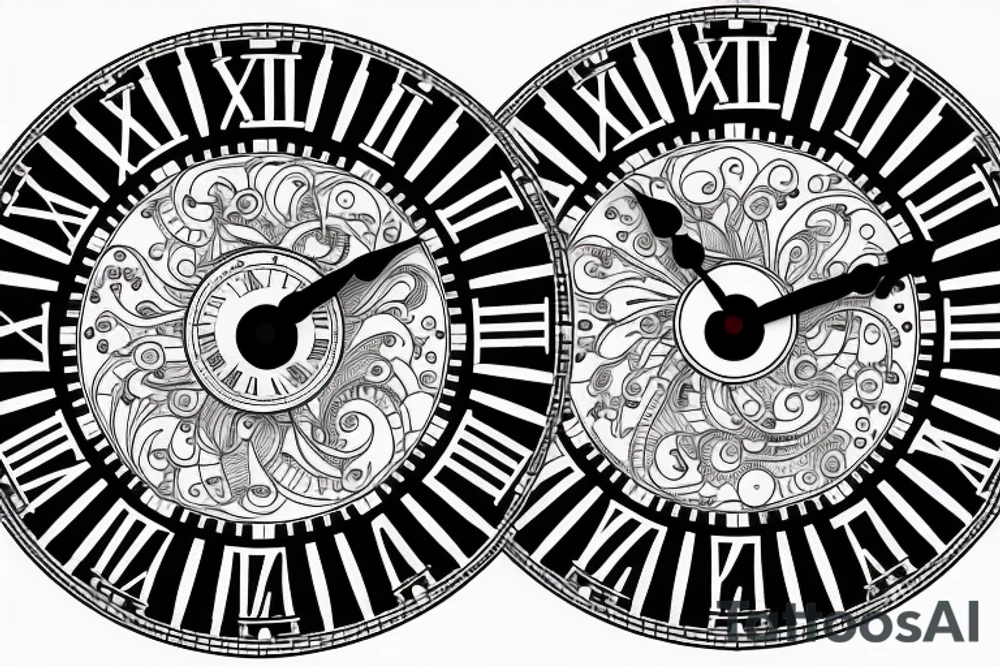 clock with thirty four past eleven on the dial tattoo idea