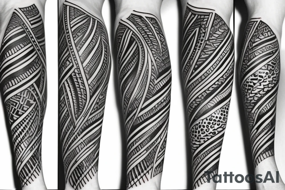 full side leg tattoo with tribal spikes wrapping arround tattoo idea