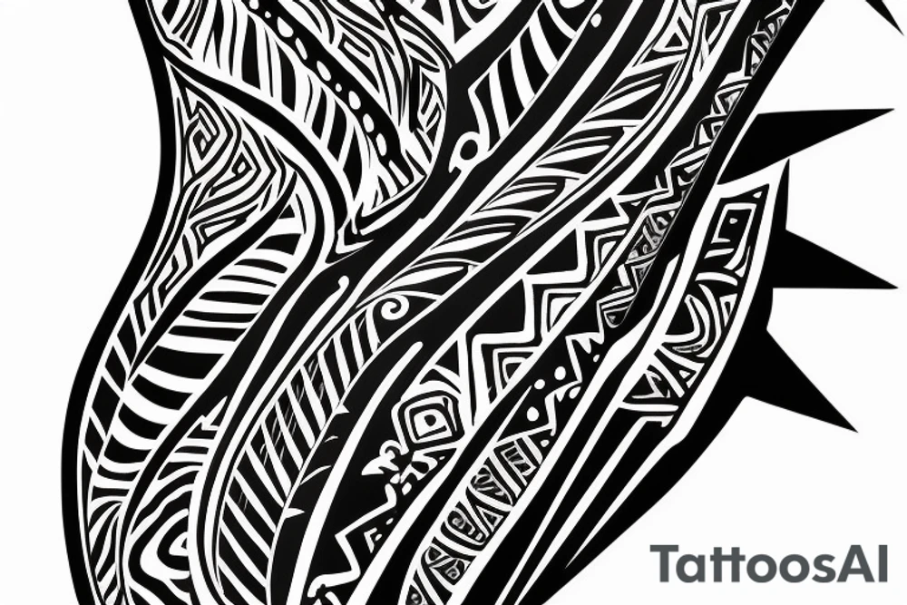 full side leg tattoo with tribal spikes wrapping arround tattoo idea