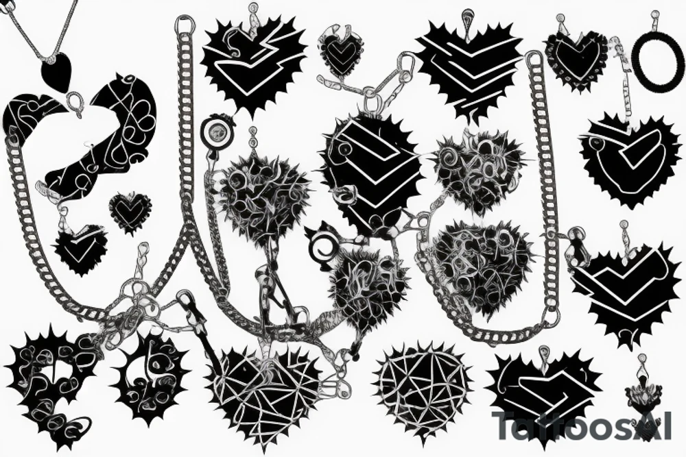 a spiky heart attached to a chain tattoo idea