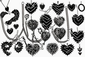 a spiky heart attached to a chain tattoo idea