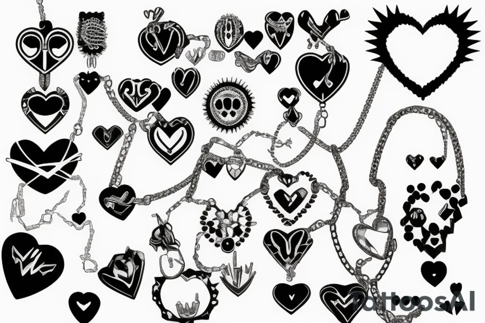 a spiky heart attached to a chain tattoo idea