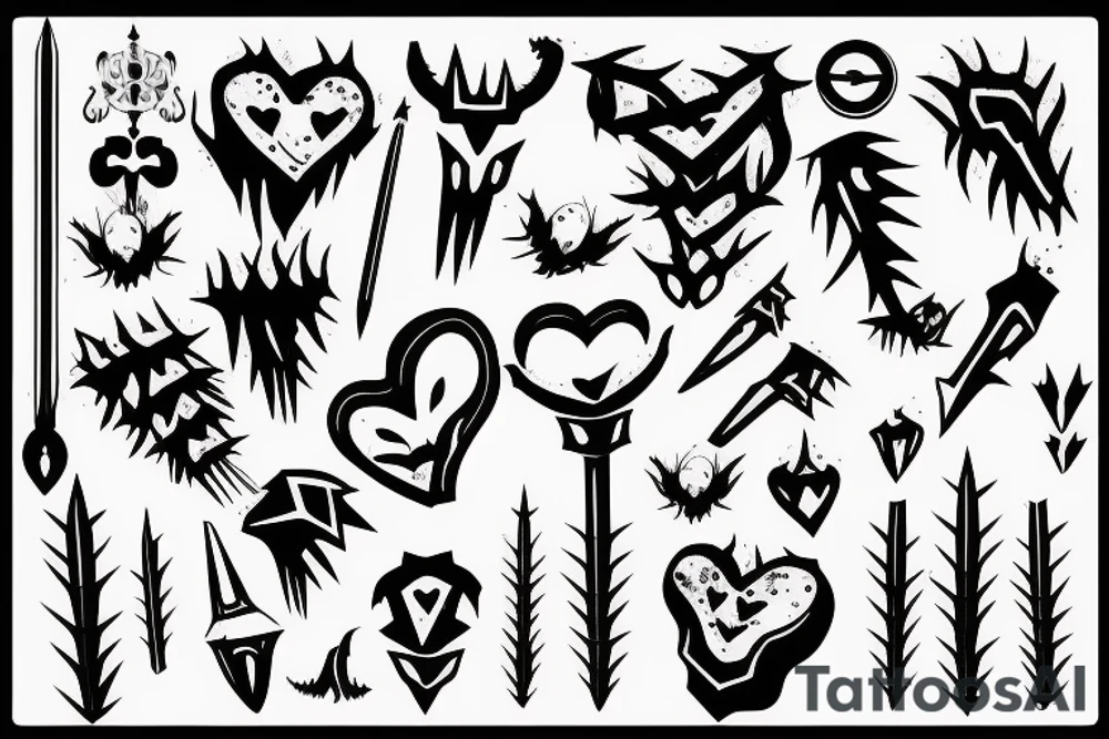a bludgeon with a spiky heart tattoo idea