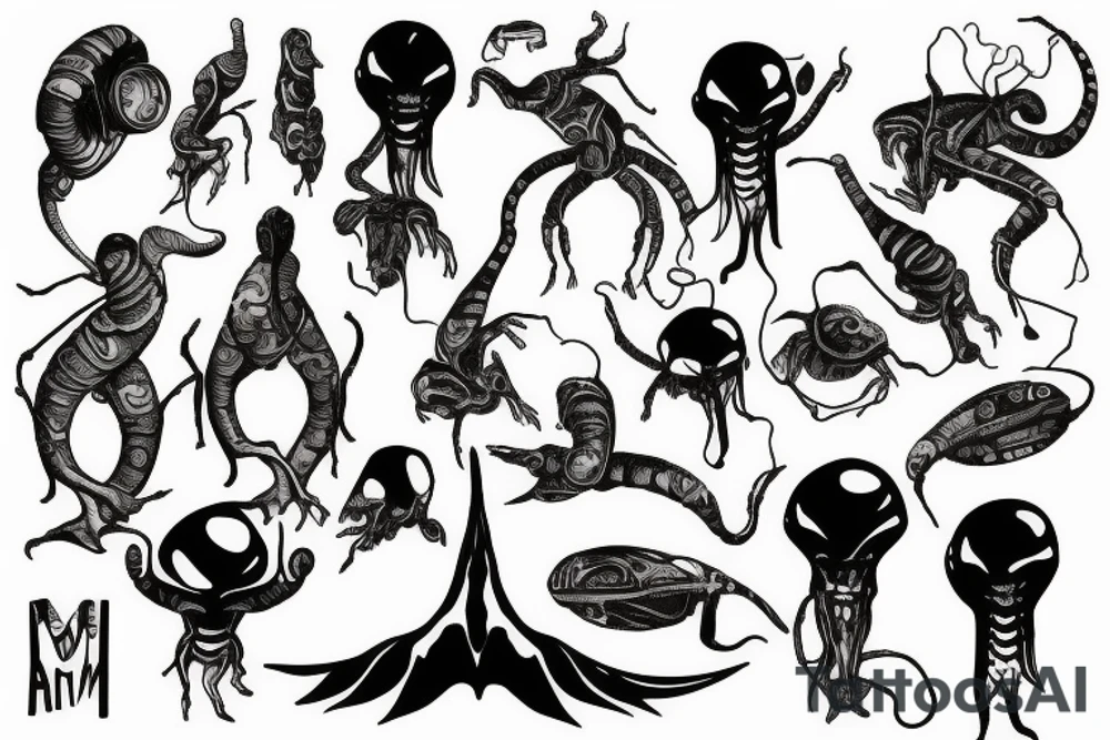 aliens tampering human dna tattoo idea