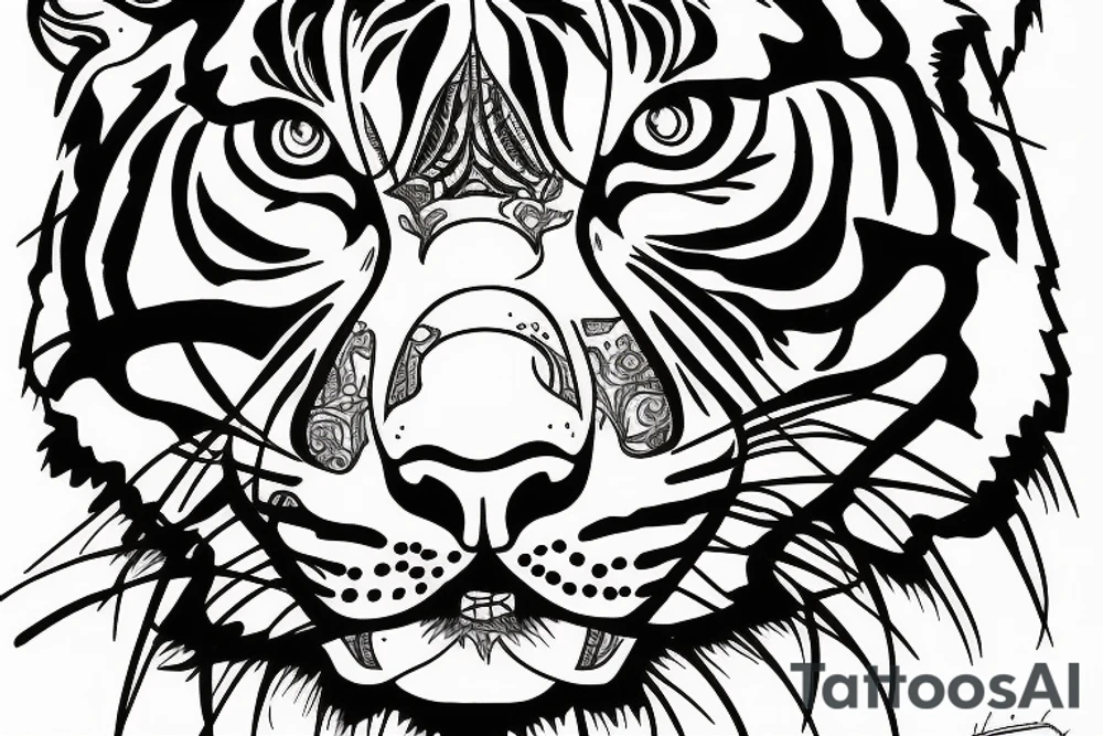 fine line design of tiger tattoo idea
