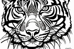fine line design of tiger tattoo idea