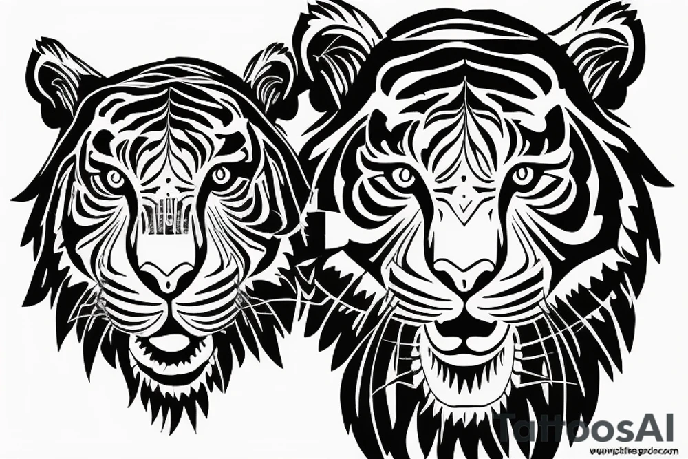 fine line design of tiger tattoo idea