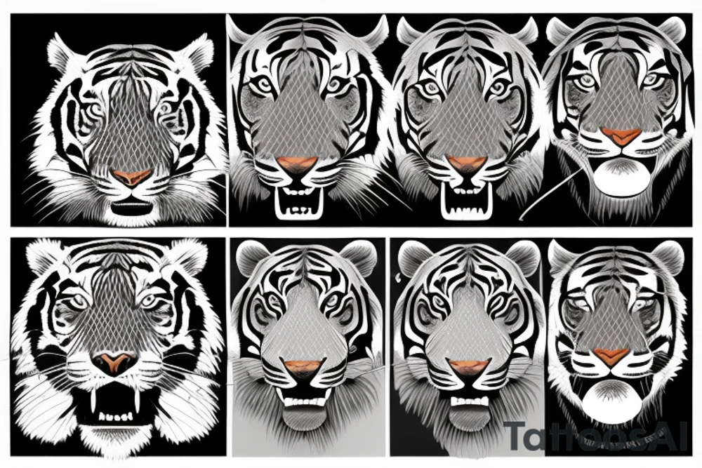 fine line of tiger face tattoo idea