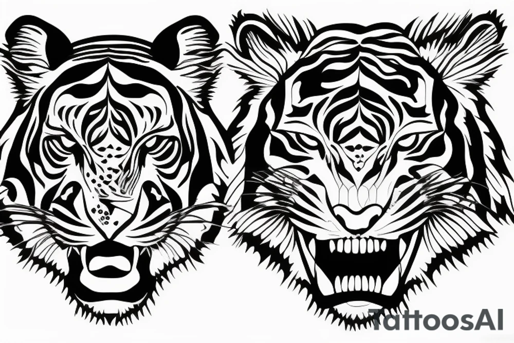 fine line of tiger face tattoo idea