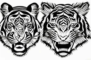 fine line of tiger face tattoo idea