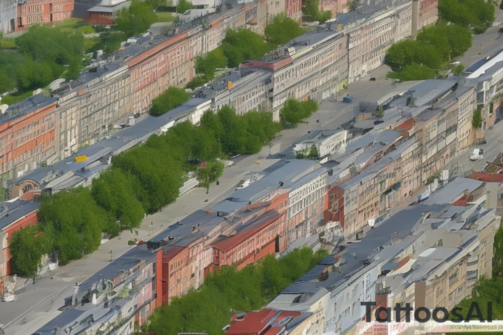 Викинг с длинными волосами и бородой, весь в рунах, крови и шрамах, держит опущенный вниз меч и сам смотрит вниз. На плечах его сидят вороны. За викингом стоит распустивши крылья валькирия с очень красивым лицом и руками, которые обнимают его сзади tattoo idea