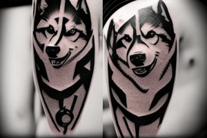 Husky medieval times gaming and soccer tattoo idea