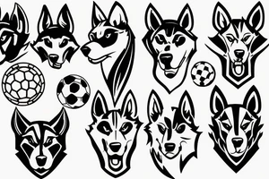 Husky medieval times gaming and soccer tattoo idea
