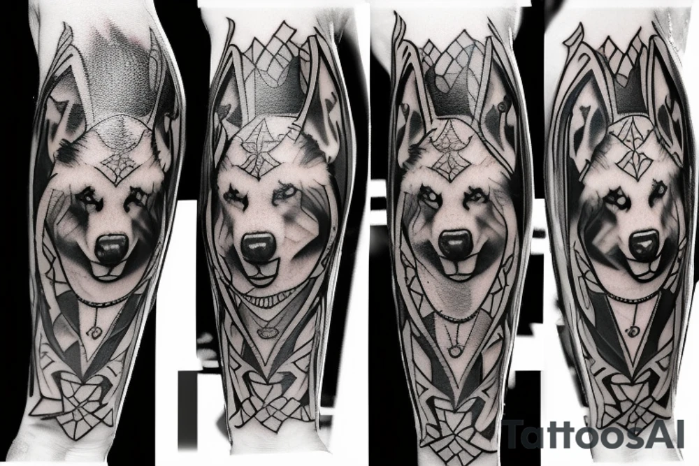 Husky medieval times gaming and soccer tattoo idea