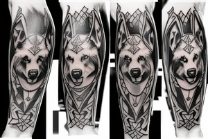 Husky medieval times gaming and soccer tattoo idea
