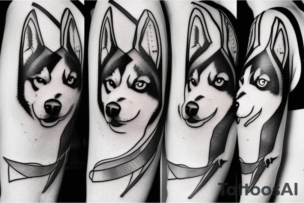 Husky in medieval times and gaming tattoo idea