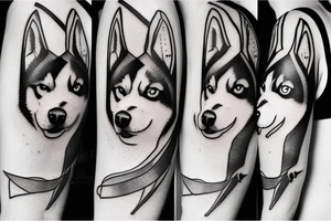 Husky in medieval times and gaming tattoo idea
