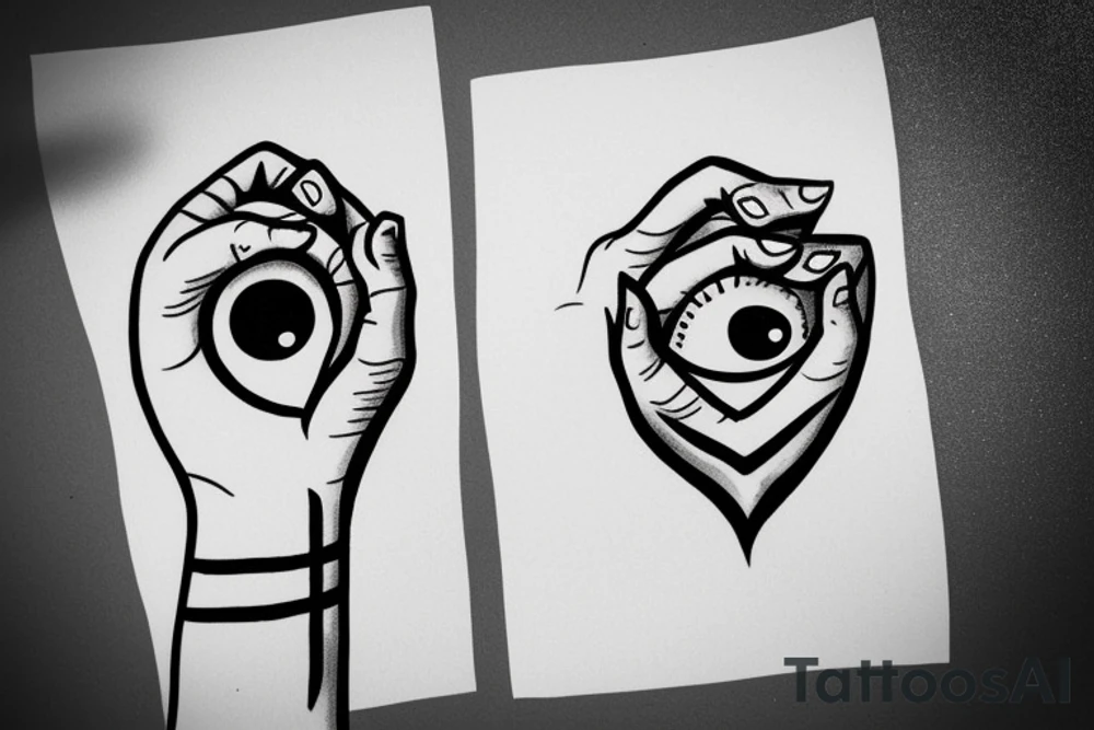a third eye in the eye you see two people holding hands tattoo idea