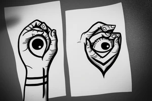 a third eye in the eye you see two people holding hands tattoo idea