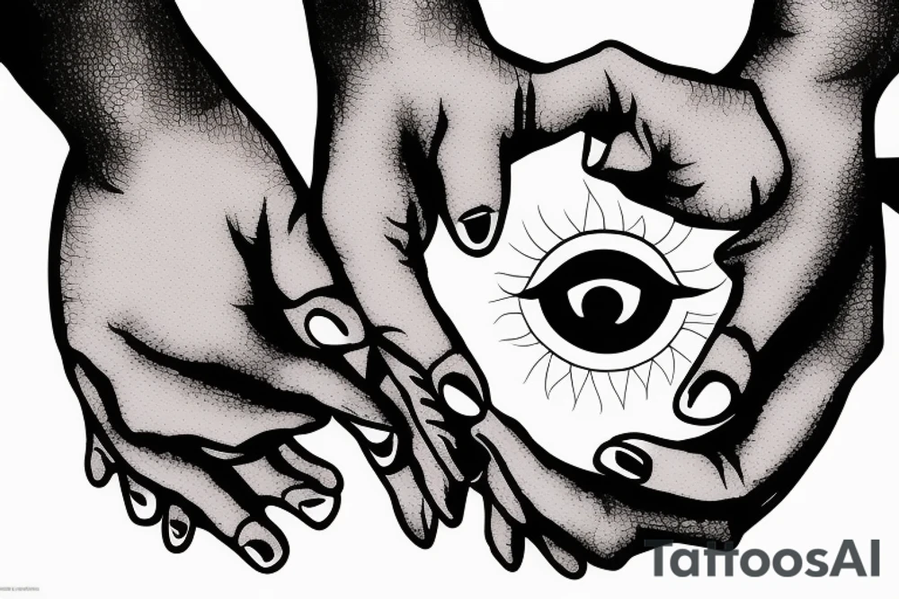 a third eye in the eye you see two people holding hands tattoo idea