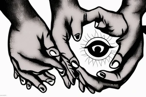 a third eye in the eye you see two people holding hands tattoo idea