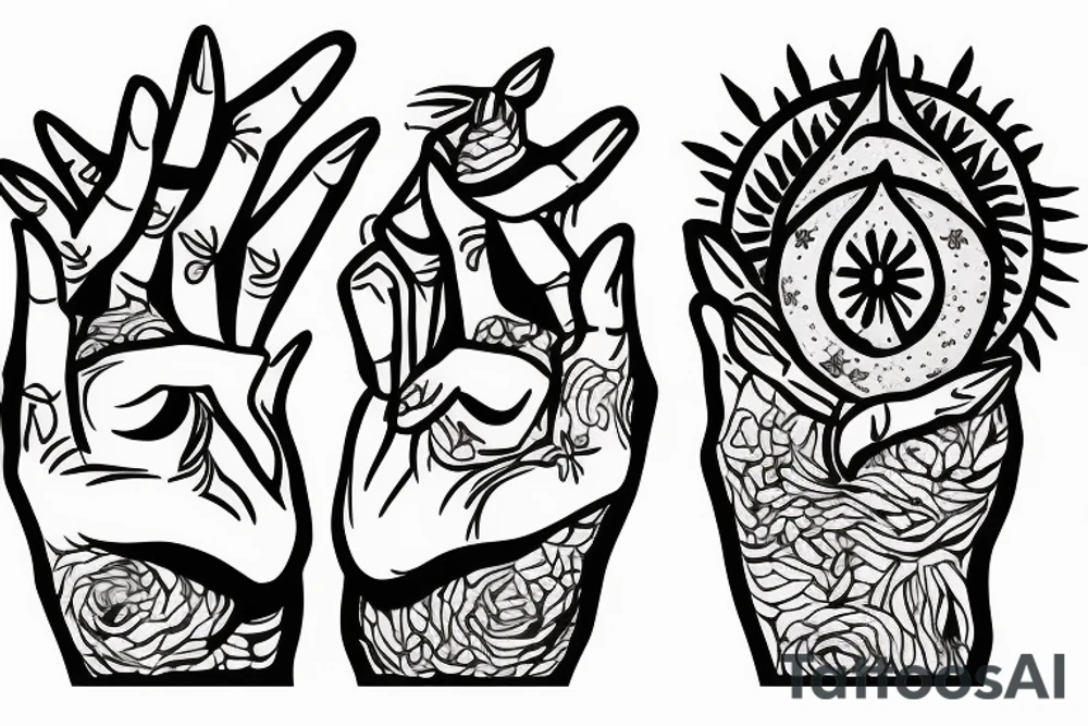 a third eye in the eye you see two people holding hands tattoo idea