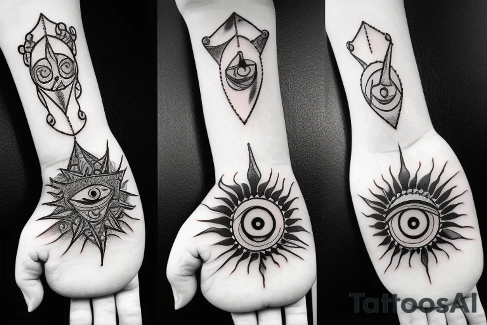 a third eye in the eye you see two people holding hands tattoo idea