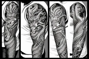 colour dragon sleeve tattoo idea